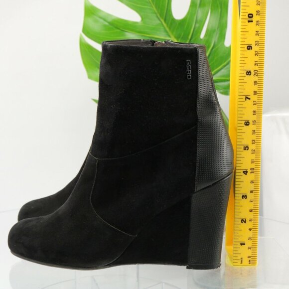 GStar Raw Womens Gable Fulton Boot Size 9 Wedge Heel Black Suede Bootie Comfy - Picture 7 of 11